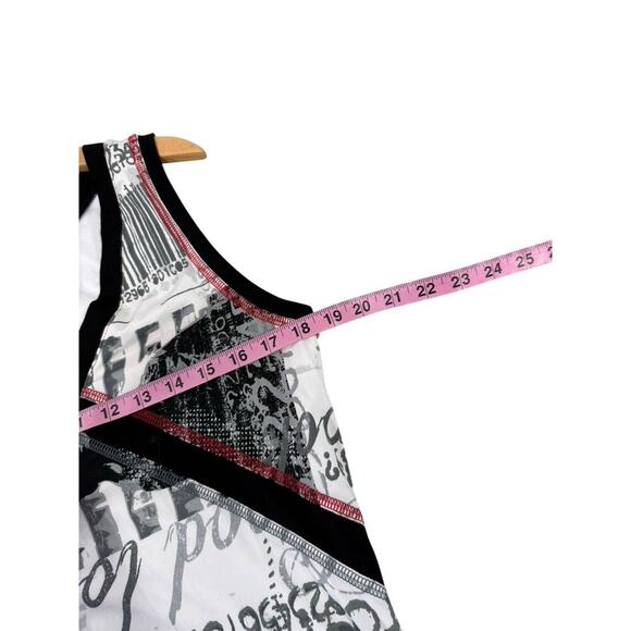 Joseph Ribkoff Graphic Print Dress Black White Handkerchief Hem Stretch Size 12 - Picture 8 of 8